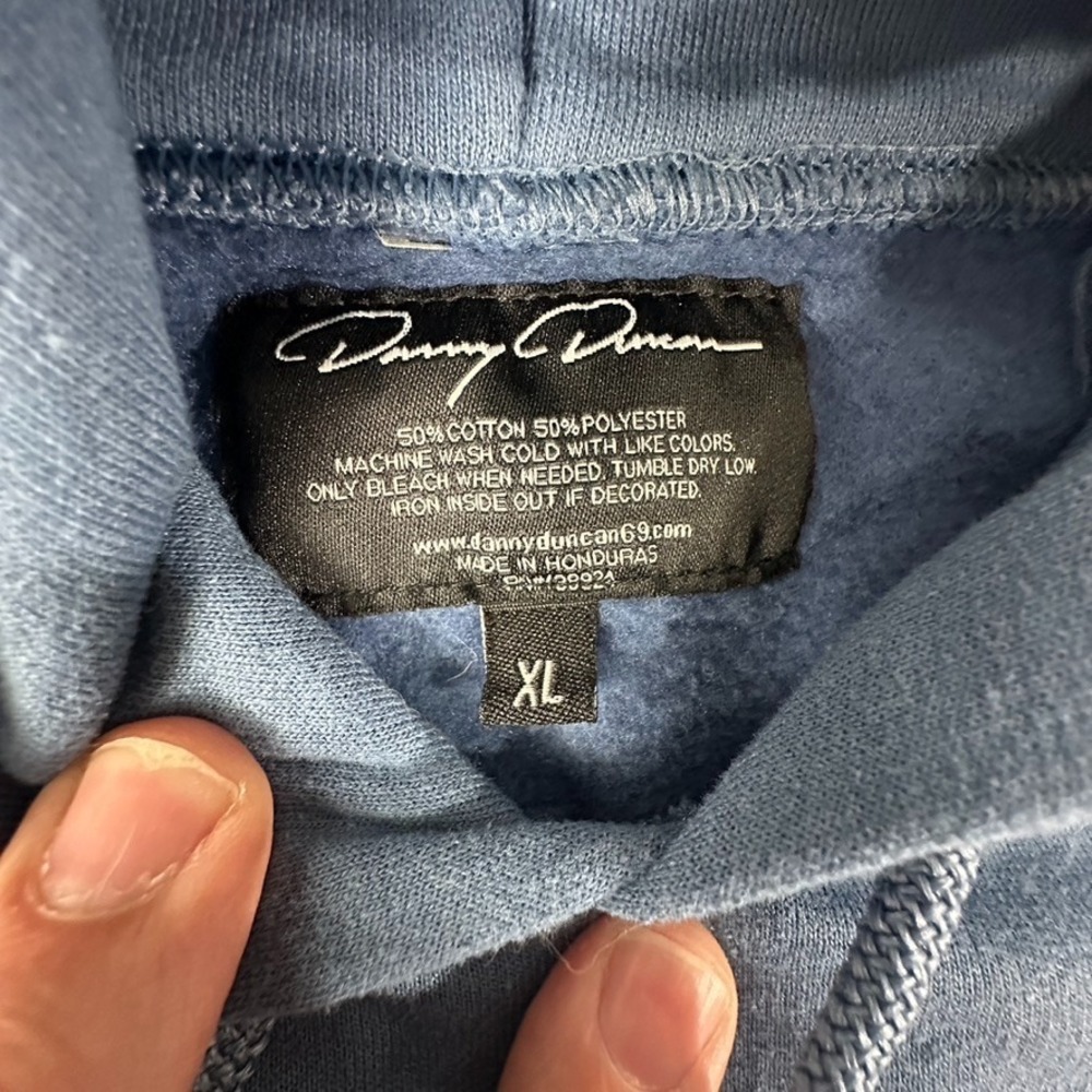 Danny Duncan Hoodie Sweater Mens Size XL Long Sleeve "I Love Hot Moms" Blue - Picture 5 of 7